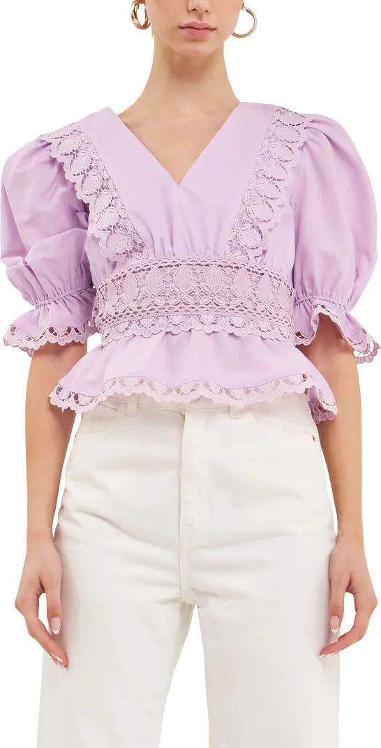 Eyelet Lace Puff Sleeve Top | Nordstrom
