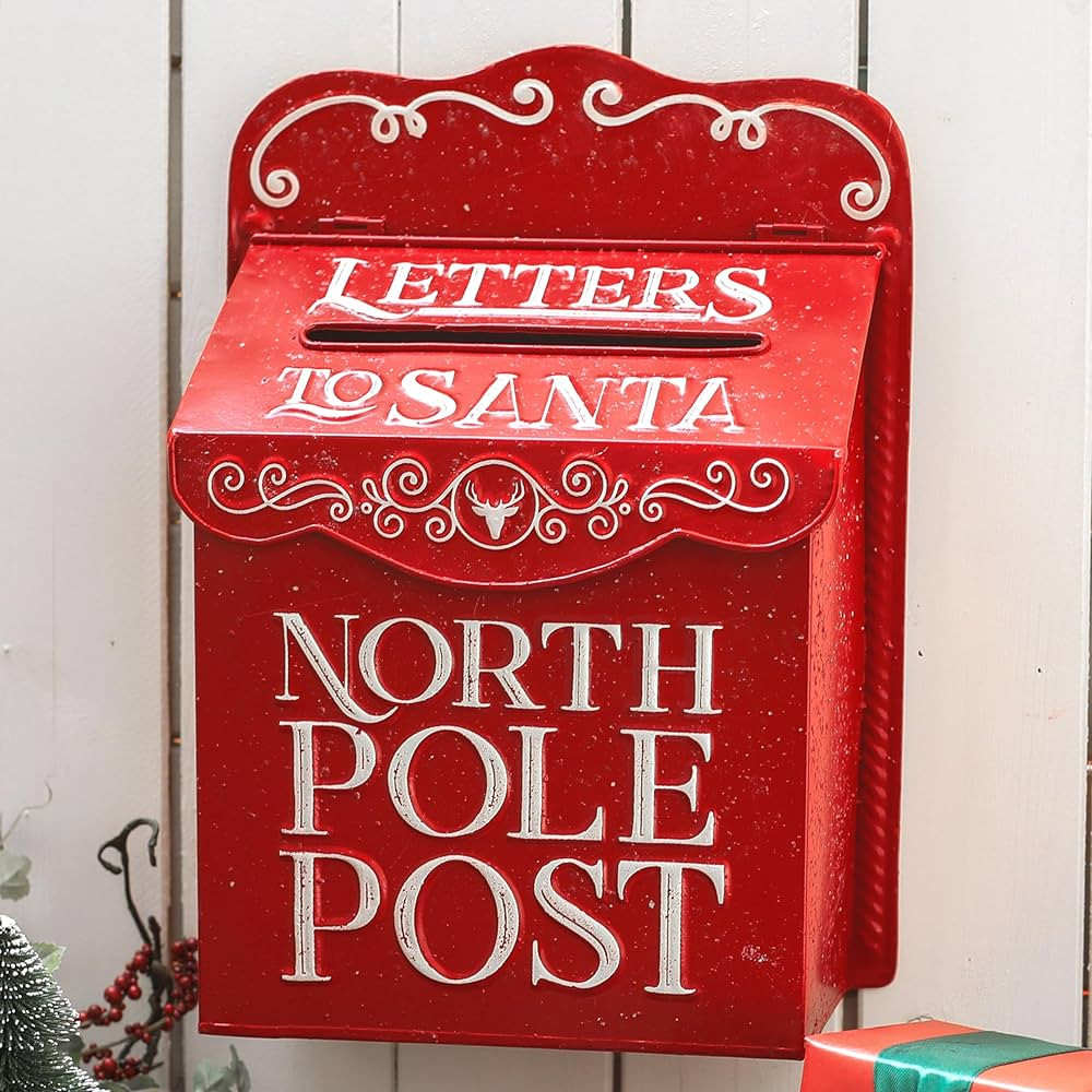 BIG FORTUNE Letters to Santa Mailbox Mailbox Wall Mount North Pole Post Vintage Mailbox Red Mailbox  | Amazon (US)