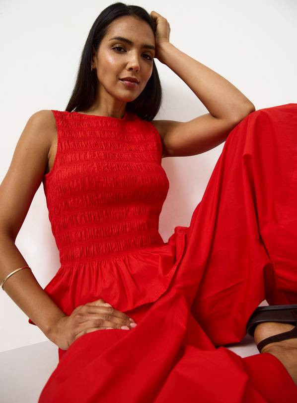 Buy Bright Red Poplin Shirred Sleeveless Co-ord Top 6 | Tops | Tu | Tu Clothing