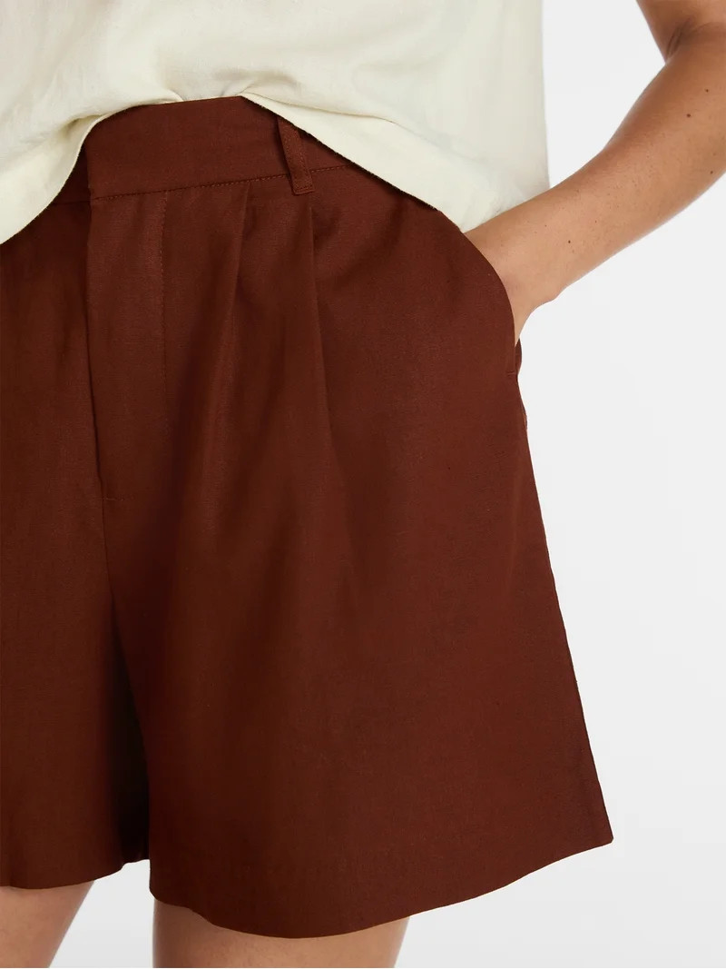 Time and Tru Women's Linen Blend Shorts, 5" Inseam, Sizes XS-XXXL | Walmart (US)