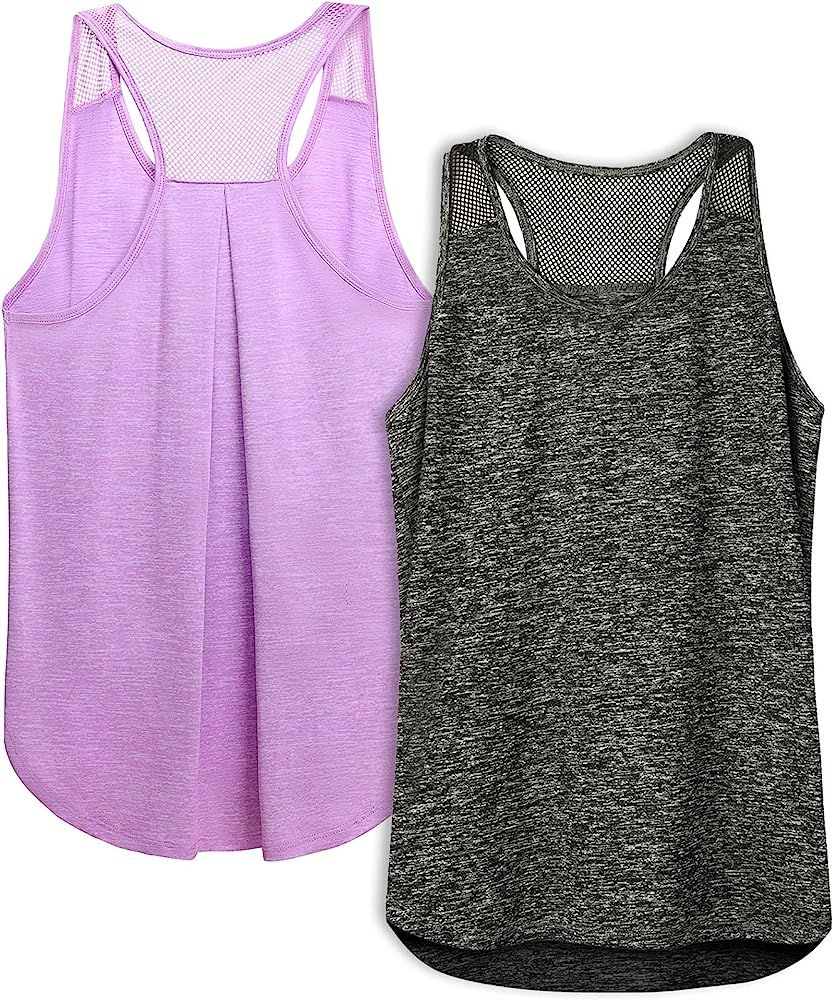 Letsfit 2 Pack Workout Tops for Women, Mesh Racerback Tank Tops Athletic Yoga Sports Shirts Worko... | Amazon (US)