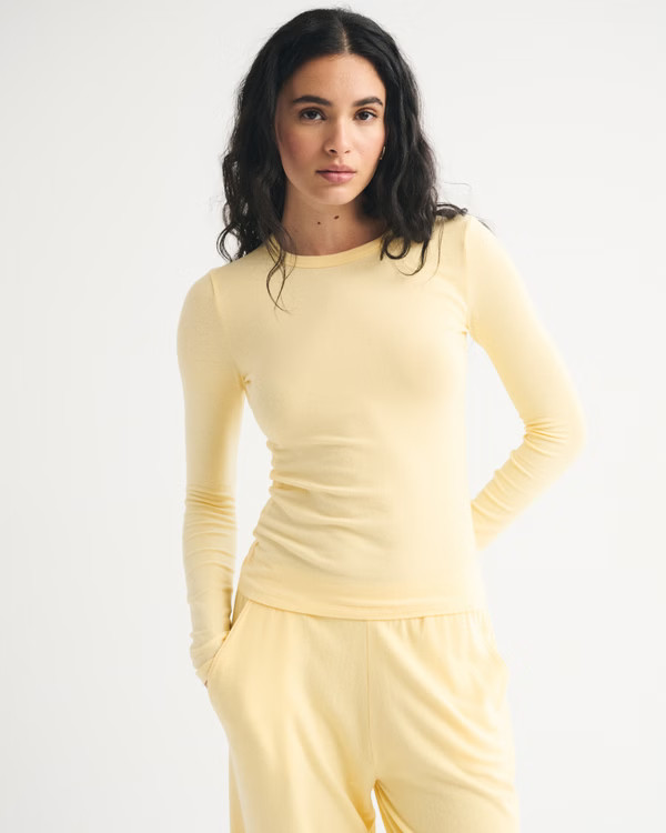 Long-Sleeve Cozy Lounge Knit Tee | Abercrombie & Fitch (US)