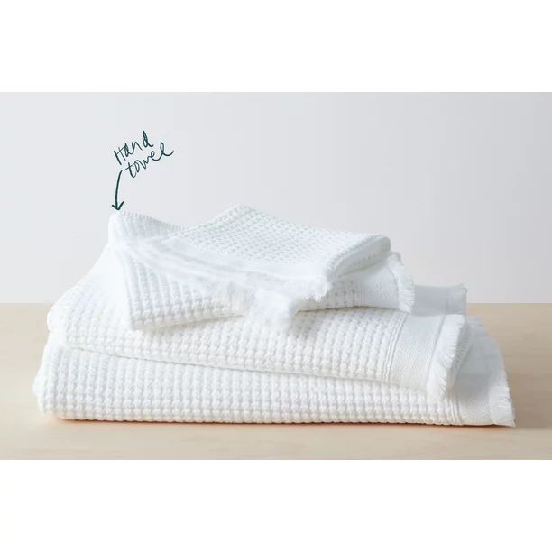 Allswell 100% Organic Stonewashed Waffle Hand Towel, 20"x30", White - Walmart.com | Walmart (US)