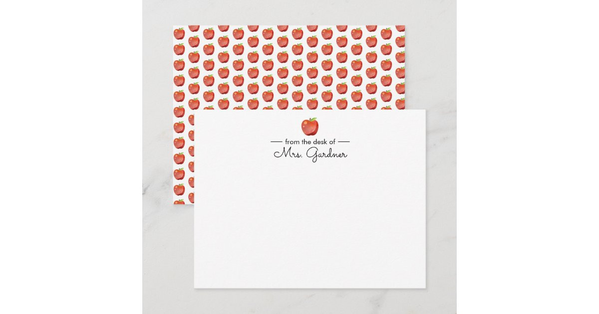 Teacher Apple Personalized Stationery Note Card | Zazzle | Zazzle