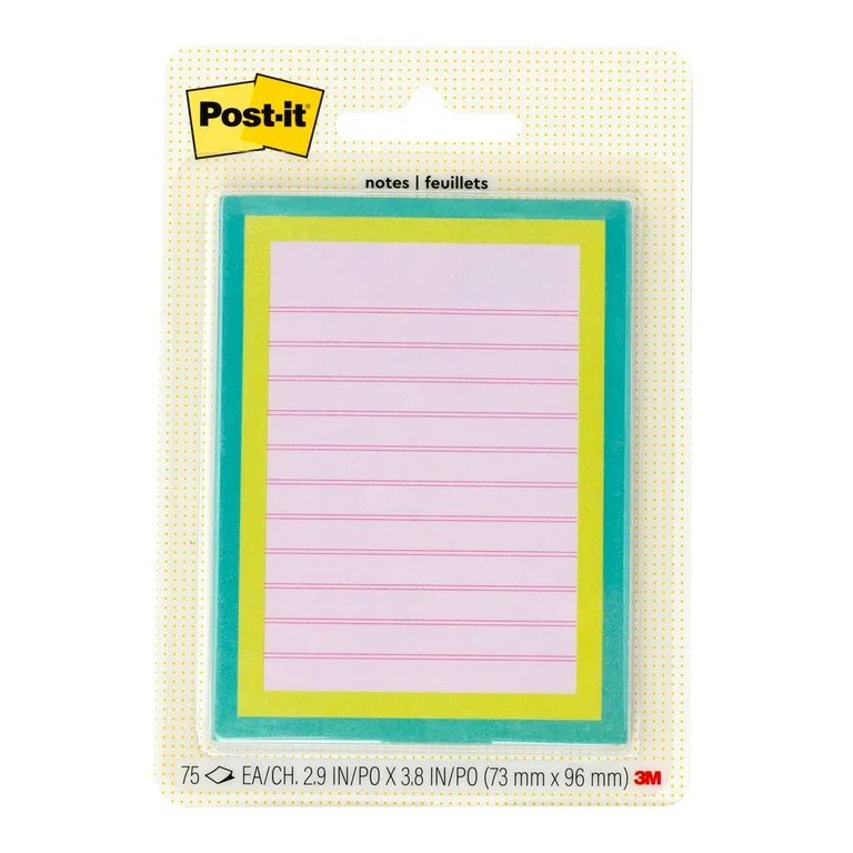 Post-it Mini List Notes, Green-Yellow-Pink,  2.9 in x 3.8 in, 1 Pad | Walmart (US)