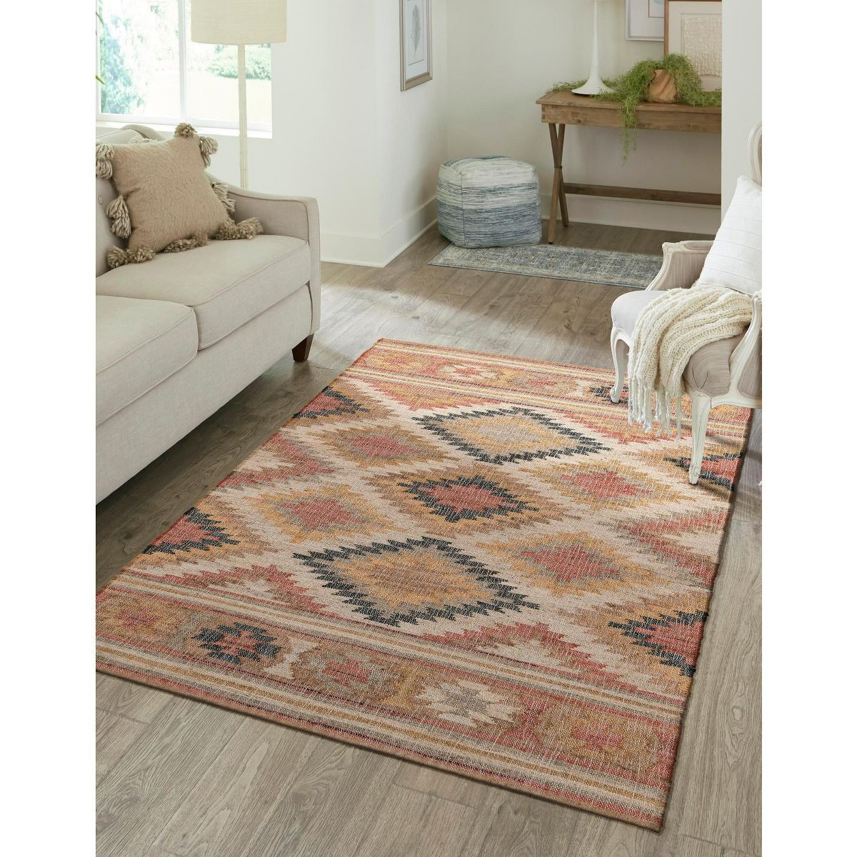 Unique Loom Kilim Jute Collection Area Rug - Tara (9'  x 12' Rectangle Multi/Beige) | Target