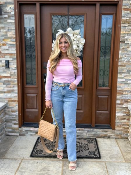 Spring outfit, wide leg jeans, Abercrombie, date night, off the shoulder top, pink top

#LTKStyleTip #LTKSaleAlert #LTKSeasonal