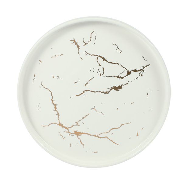 20Cm Gold White Marble Ceramic Dish Porcelain Cutlery Set Kitchen Table European Decorative Desse... | Walmart (US)