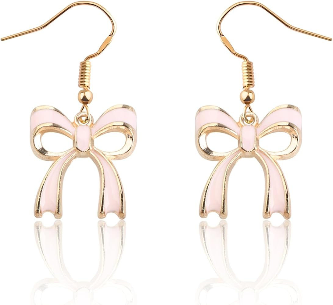 ENSIANTH Pink Bow Jewelry Coquette Gift Coquette Jewelry Bow Pink Pearl Earring Coquette Aestheti... | Amazon (US)