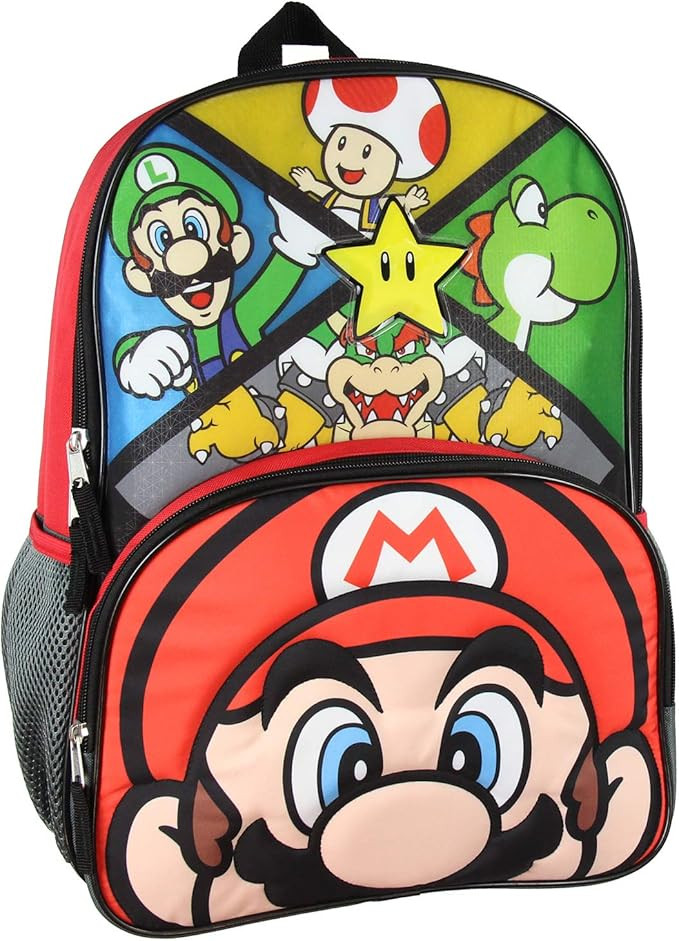 Super Mario Boy's Front Tap Activated LED Light Up 16" Backpack | Amazon (US)