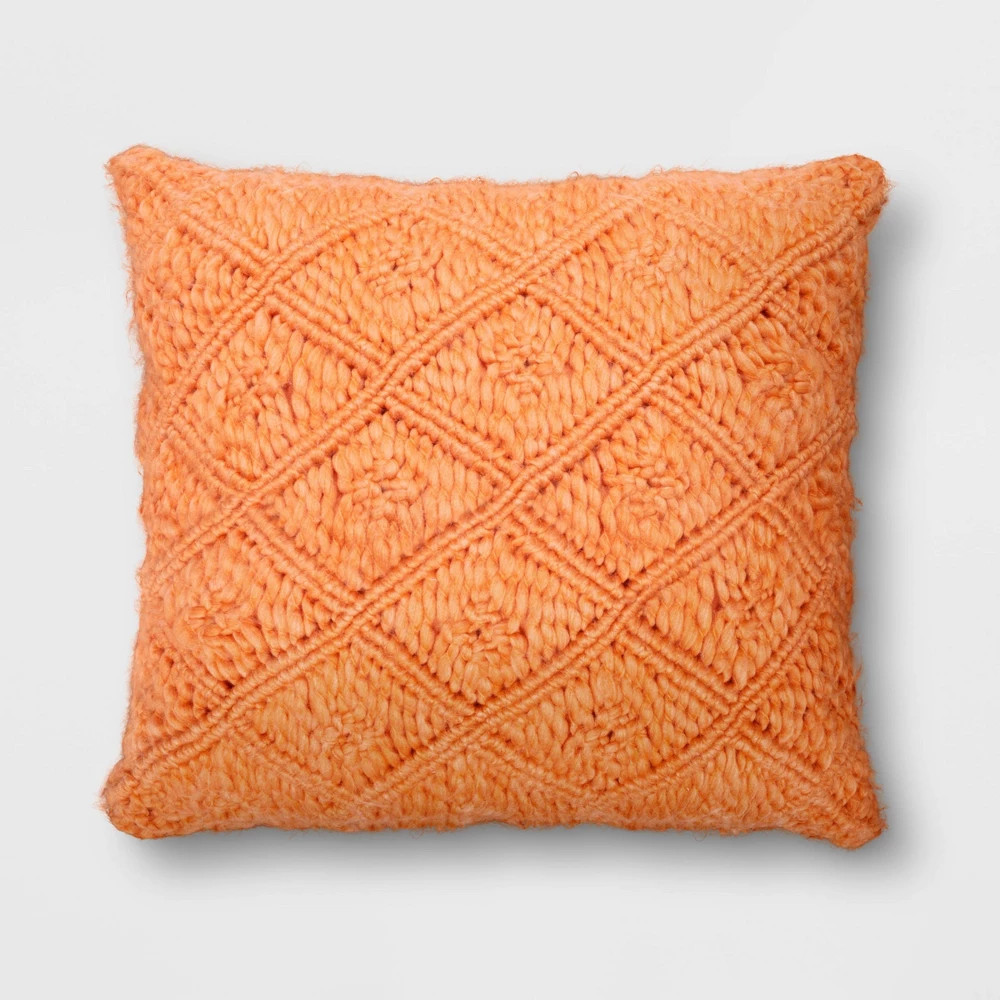 Heathered Macramé Square Throw Pillow Coral - Opalhouse | Target
