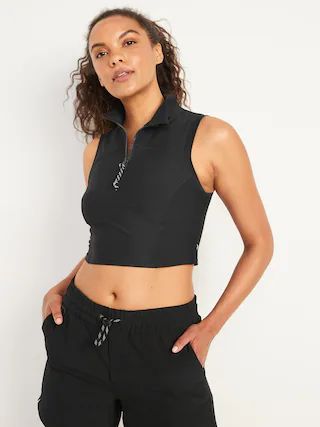 Sleeveless PowerSoft Cropped Half-Zip Top for Women | Old Navy (US)