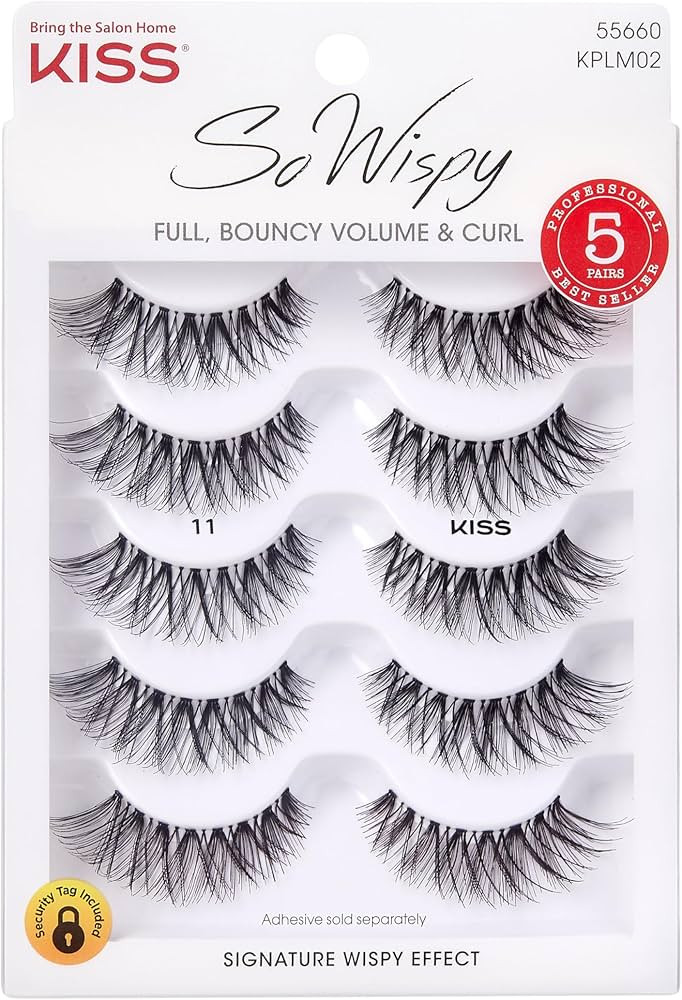 Kiss So Wispy, False Eyelashes, '', 12mm, Includes 5 Pairs Of Lashes, Easy to Apply, Reusable Las... | Amazon (US)