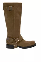 Leather knee-high biker boots | PULL and BEAR UK