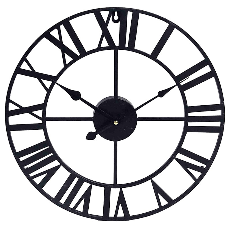 Black Metal Round Wall Clock, 16" | At Home