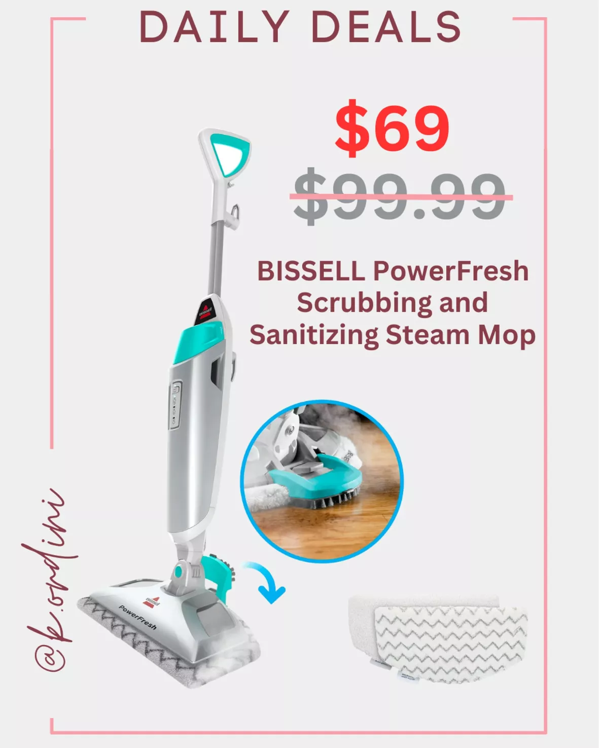 BISSELL PowerFresh Scrubbing and Sanitizing Steam Mop 19405 