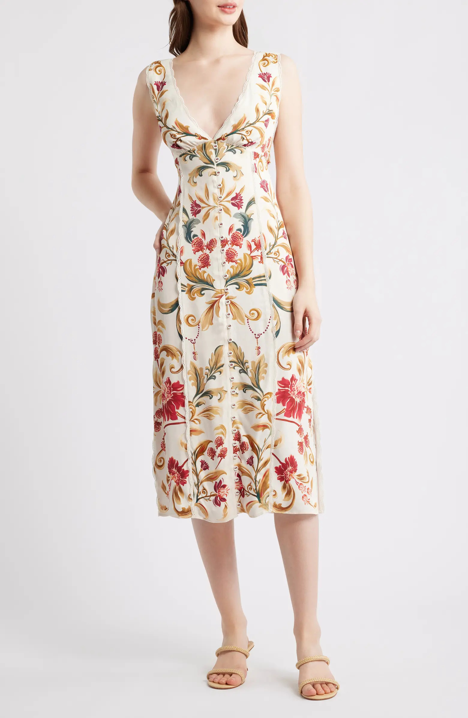 Royal Garden Print Sleeveless Satin Dress | Nordstrom