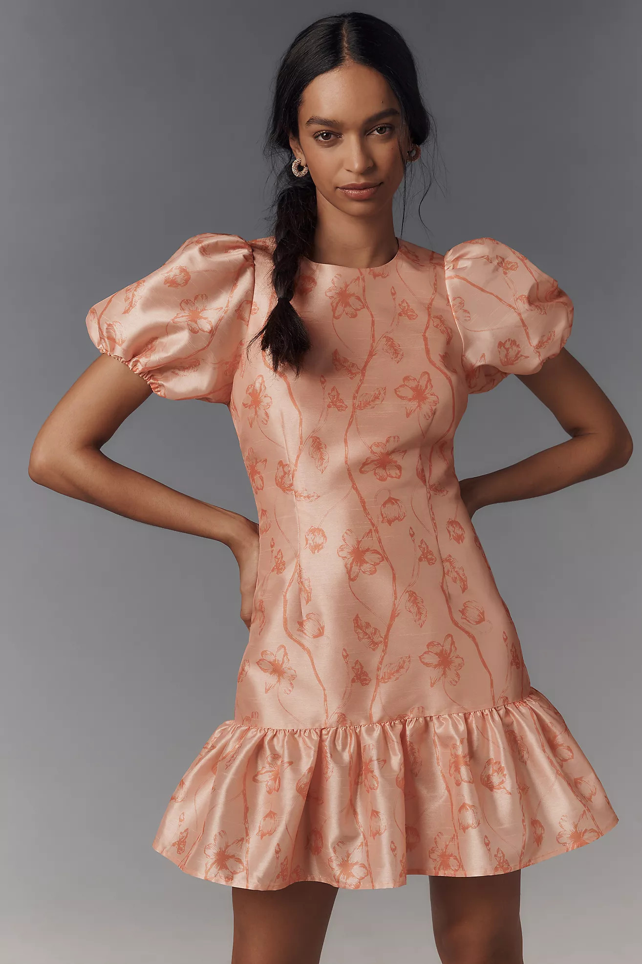 Hutch Puff-Sleeve Ruffled Shift Mini Dress | Anthropologie (US)