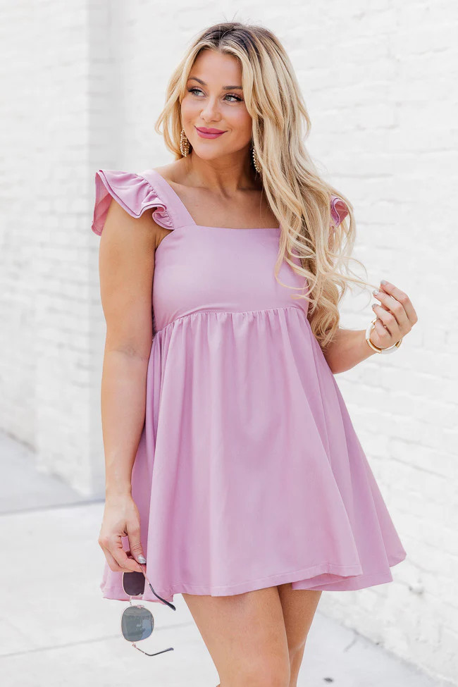 Fun Days Ahead Mauve Flutter Sleeve Mini Dress | Pink Lily