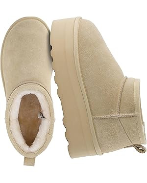 CUSHIONAIRE Hippy Women’s Platform Ankle Boots – Genuine Suede, Faux Fur Lining, Cozy Winter ... | Amazon (US)