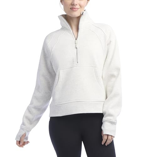 Jockey Women's Mixed Rib Half Zip Pullover Sweatshirt, Medium Heather Grey, X-Small | Amazon (US)
