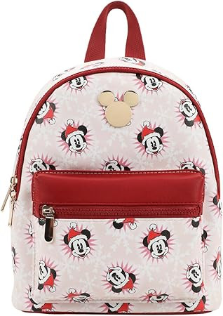 Disney Mickey Mouse Santa Mickey White Faux Leather 10.6" White Mini Backpack | Amazon (US)
