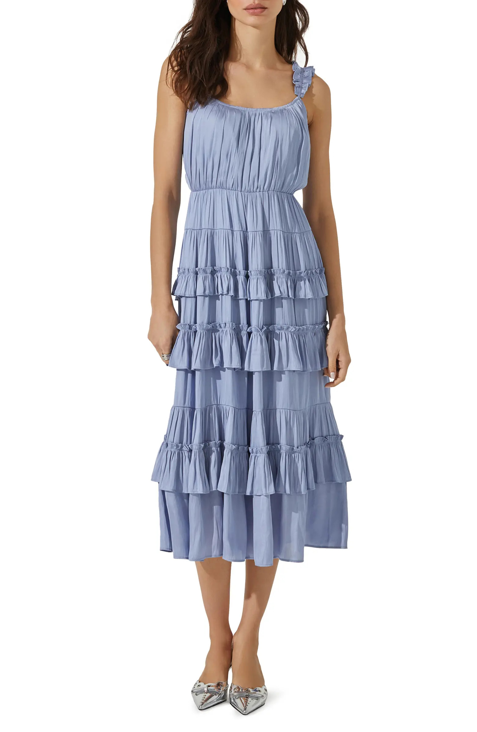 ASTR the Label Tiered Matte Satin Midi Dress | Nordstrom | Nordstrom