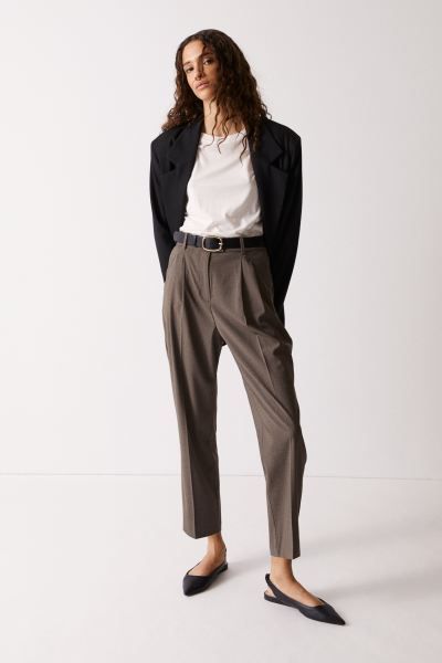 Ankle-length trousers - Light beige - Ladies | H&M GB | H&M (UK, MY, IN, SG, PH, TW, HK)