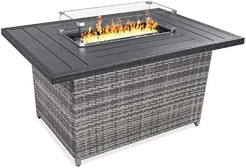Best Choice Products 52in Gas Fire Pit Table, 50,000 BTU Outdoor Wicker Patio Propane Firepit w/A... | Amazon (US)