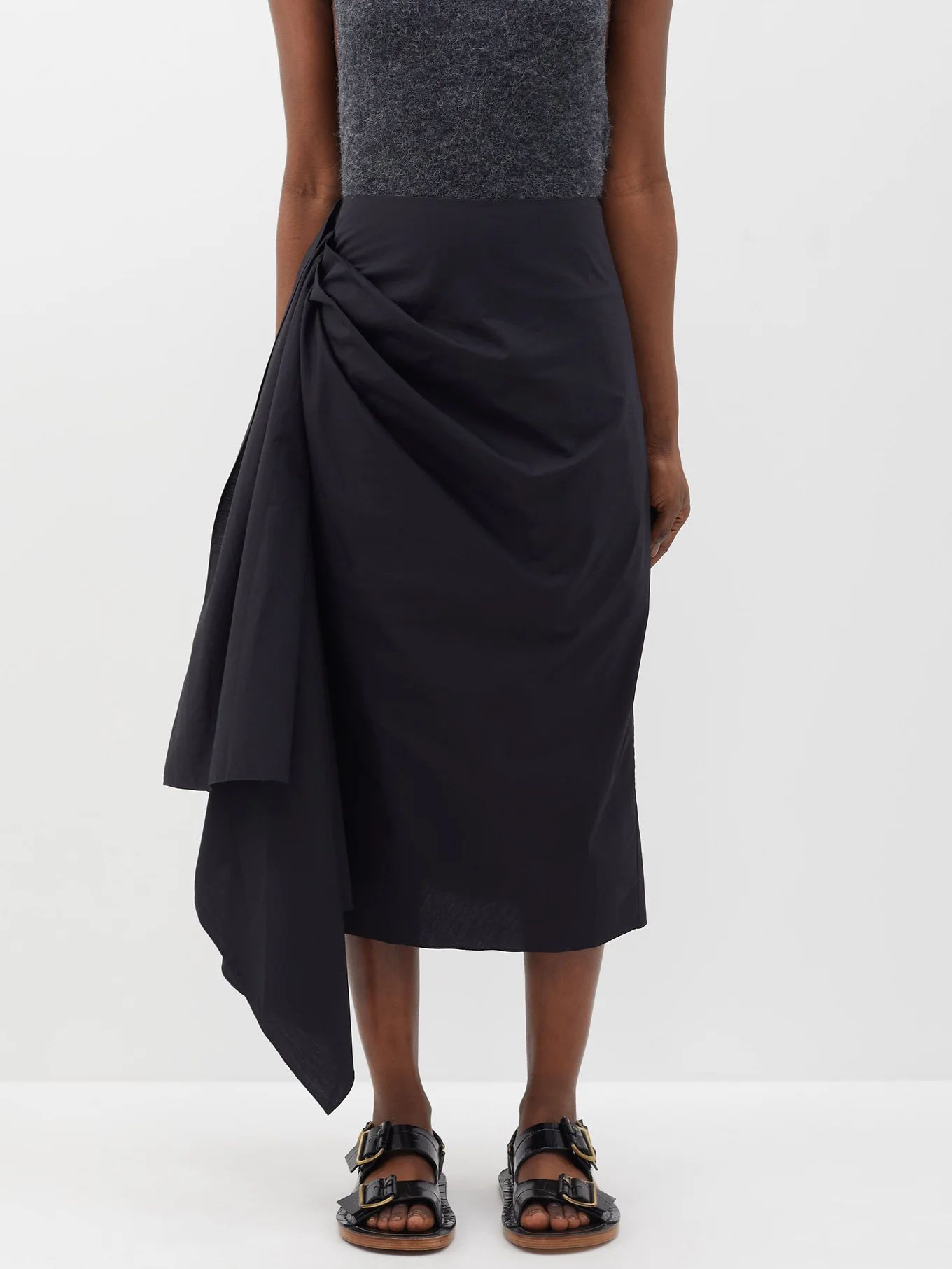 Posey asymmetric cotton midi skirt | Matches (US)