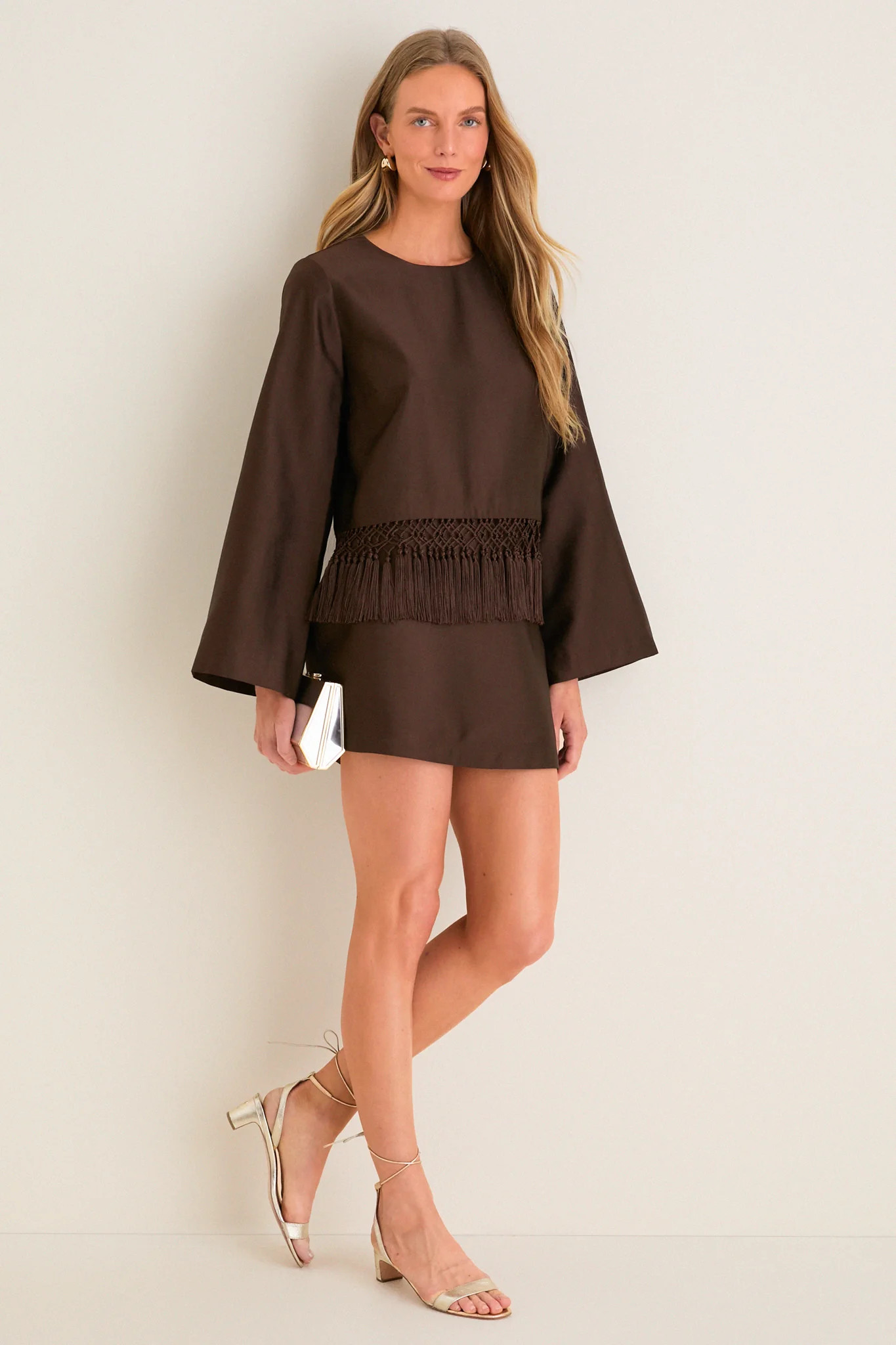 Chocolate Dupioni Maxine Tassel Top | Tuckernuck (US)