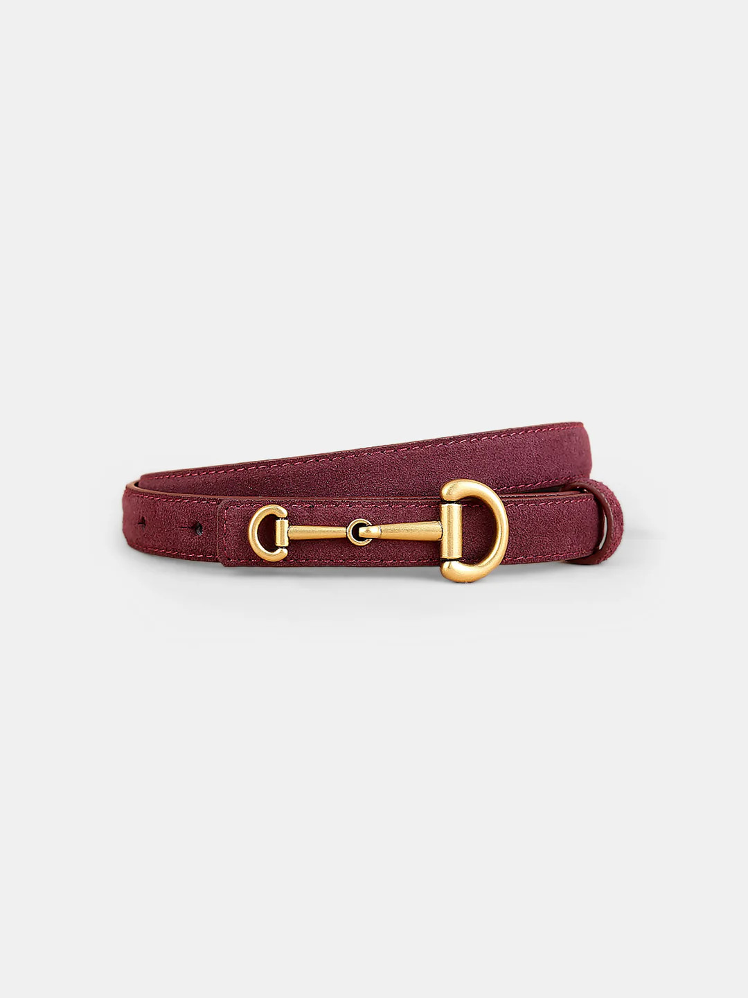 Horsebit Buckle Suede Effect Thin Belt | Commense