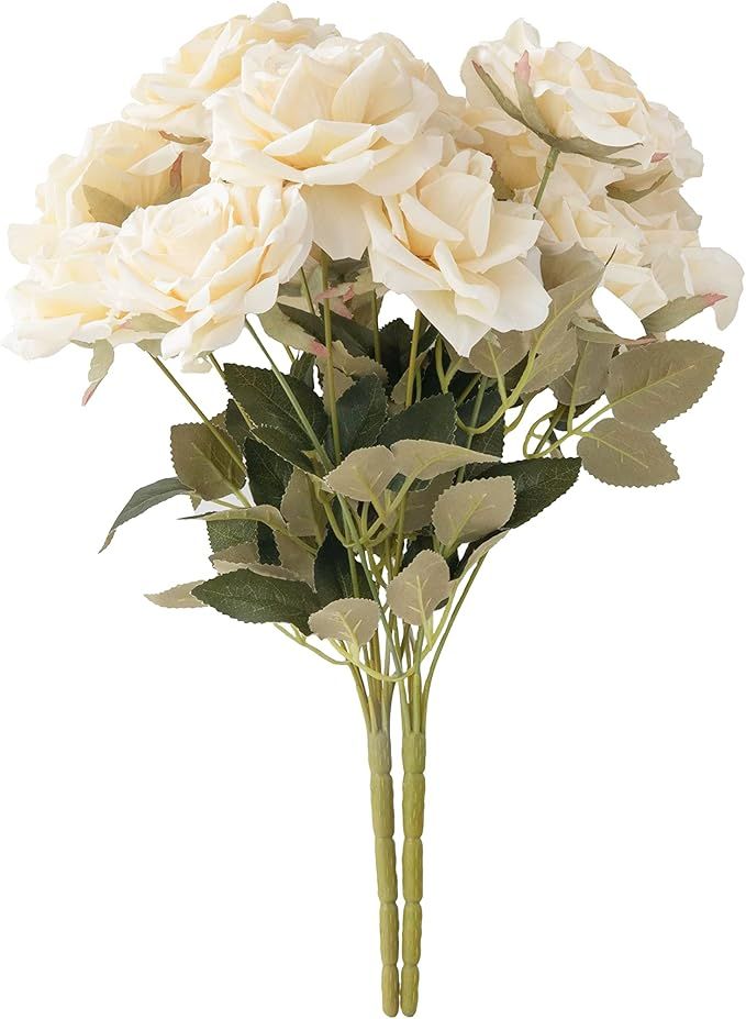 Silk Flowers Box Set Faux Flowers, 14 Heads Long-Stem Real Touch Silk Roses in Two Branches for H... | Amazon (US)