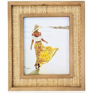 Fairwood Way Rattan and Wood Picture Frame - Boho or Coastal or Beach Photo Frame - Tabletop Stand a | Amazon (US)