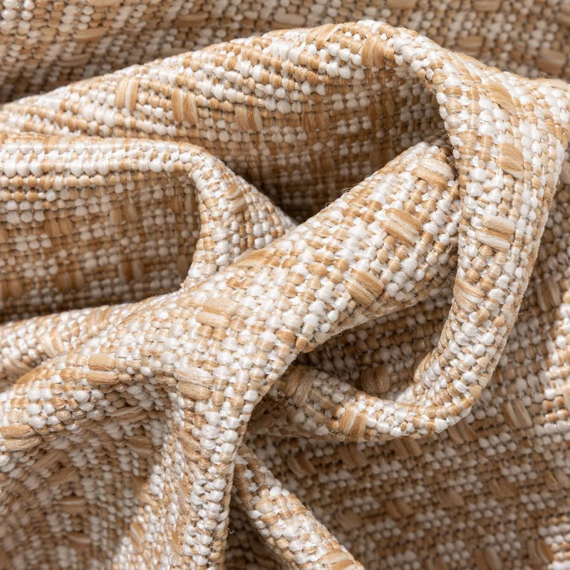 Medusa Clesha Solid Striped Border Indoor Outdoor Taupe Flatweave Rug | Wayfair North America