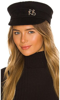 Ruslan Baginskiy Monogram Embellished Baker Boy Cap in Black from Revolve.com | Revolve Clothing (Global)