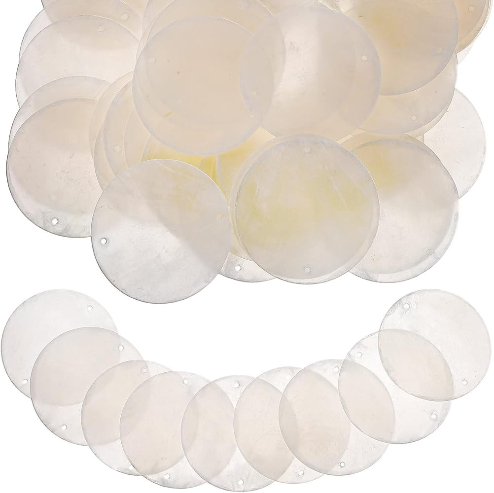 SEWACC Nature Capiz Shell Charms 50PCS 5MM Round Seashell Pendants 2 Holes DIY Crafts for Wind Ch... | Amazon (UK)