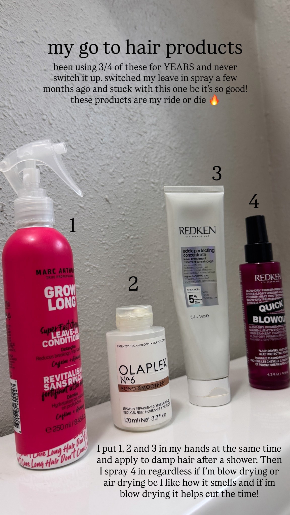 My go to hair products: been using 3/4 of these for YEARS and never switch it up. switched my leave in spray a few months ago and stuck with this one bc it’s so good! these products are my ride or die 🔥 

#LTKgrwm #LTKdayinmylife #LTKmorningroutine