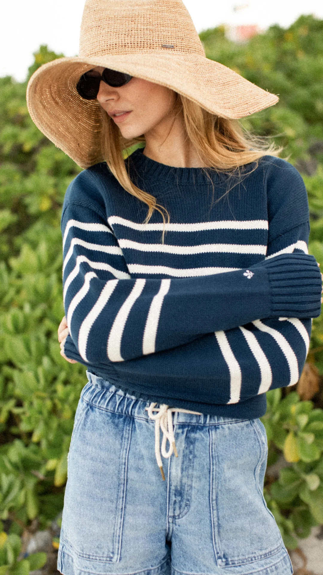 Lake Sweater - Navy/Ivory Stripe | Marea