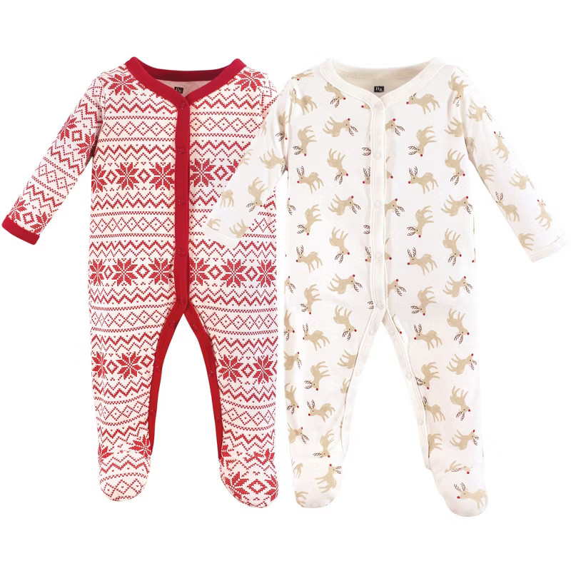 Hudson Baby Baby Cotton Snap Sleep and Play 2pk, Reindeer | Target