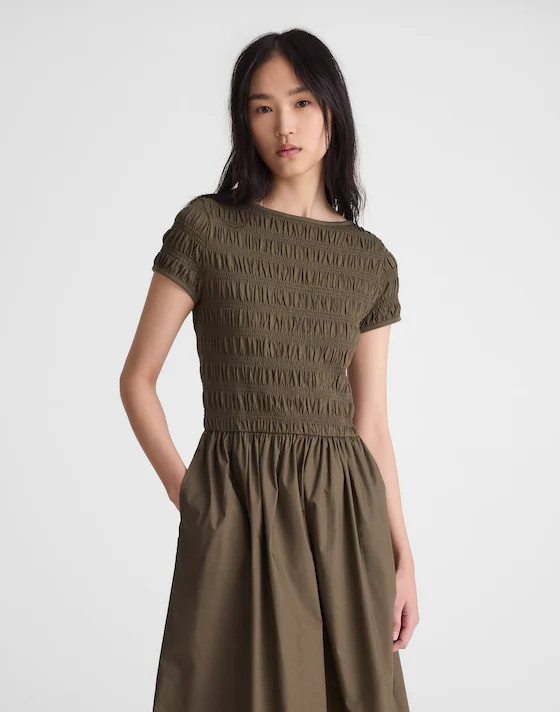 Smocked Boatneck Midi Dress | Madewell