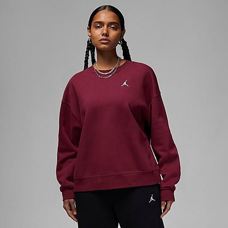 Jordan Women's Brooklyn Crewneck Sweatshirt in Red/Cherrywood Red Size Large Cotton/Polyester/Fleece | Finish Line (US)