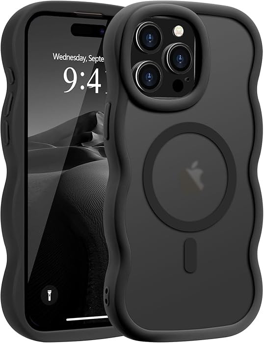 Pepmune for iPhone 15 Pro Max Case, Curly Wavy Frame Hard Translucent Matte Clear Back Cover for ... | Amazon (US)
