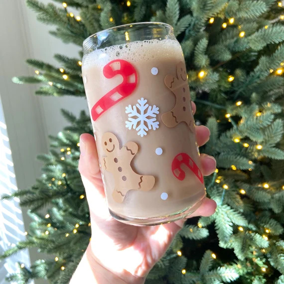 Gingerbread Candy Cane Beer Can Glass  Soda Can Glass  Iced | Etsy | Etsy (US)