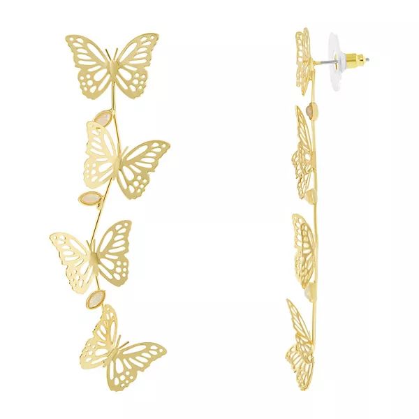LC Lauren Conrad Gold Tone Leaf Vine Drop Earrings | Kohl's