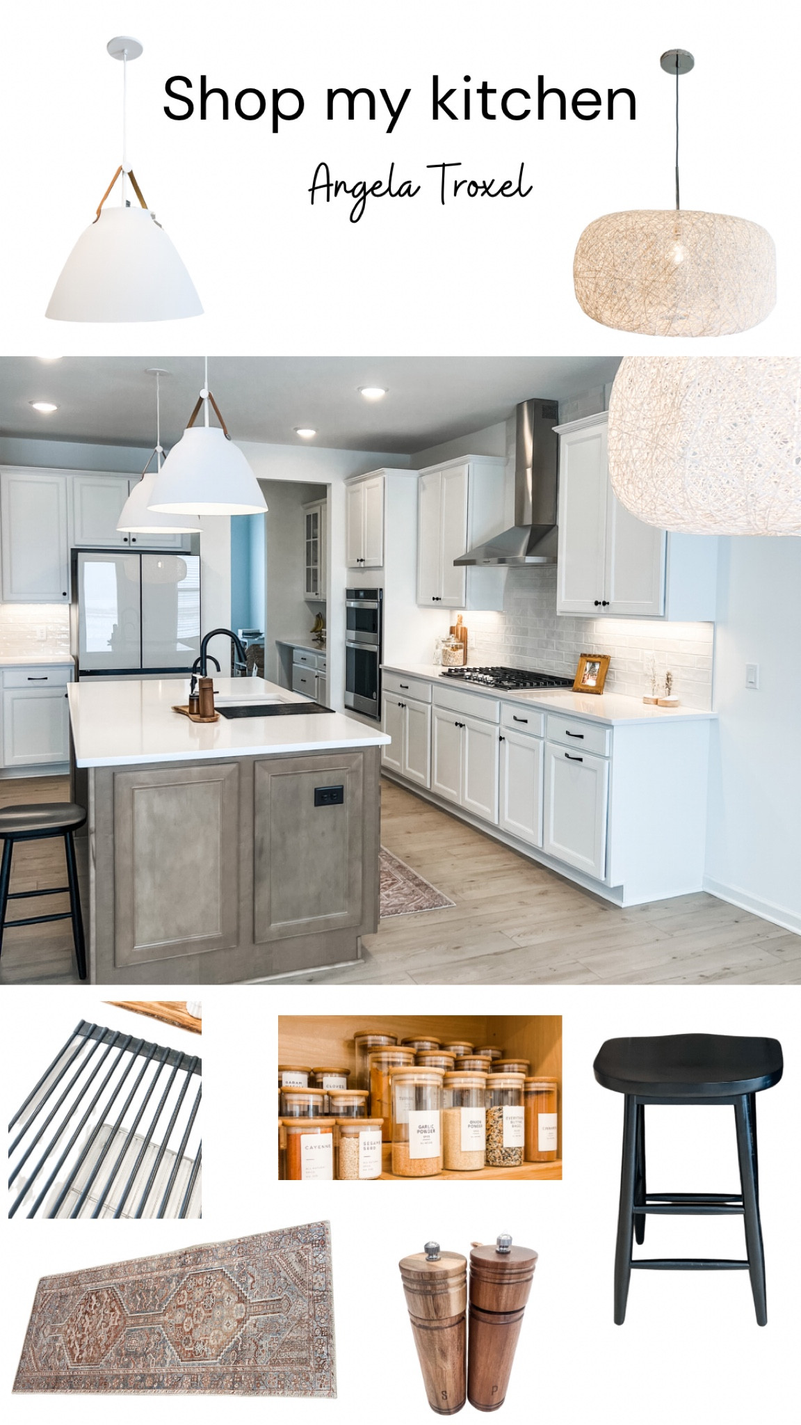 My kitchen decor and furniture! Barstools, pendant light, chandelier, spice jars, runner oriental rug, hardware, bespoke fridge and more. Black accents, white. West Elm, Target, Amazon.

#Amazonaffiliate


#LTKsalealert #LTKunder50 #LTKhome