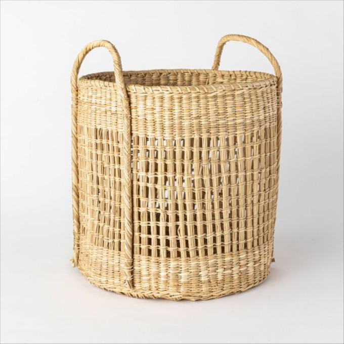 Click for more info about Open Weave Round Basket with Handle 18.9" x 15.7" Natural - Threshold™ designed with Studio McG...