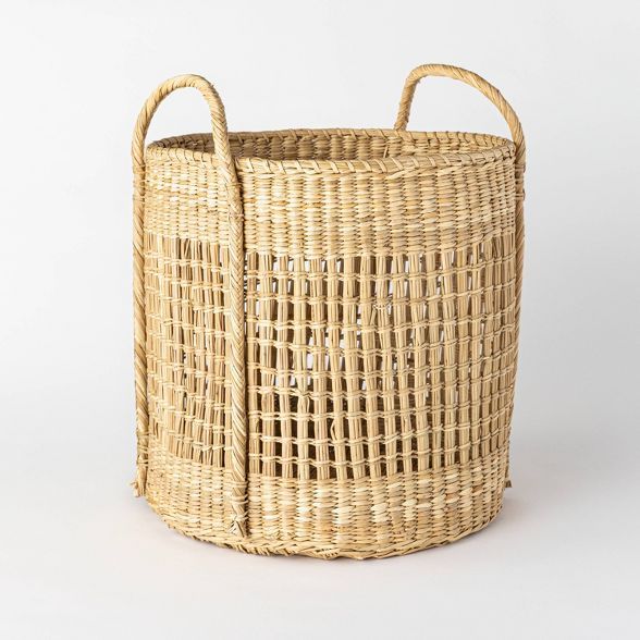 Open Weave Round Basket with Handle 18.9" x 15.7" Natural - Threshold™ designed with Studio McG... | Target