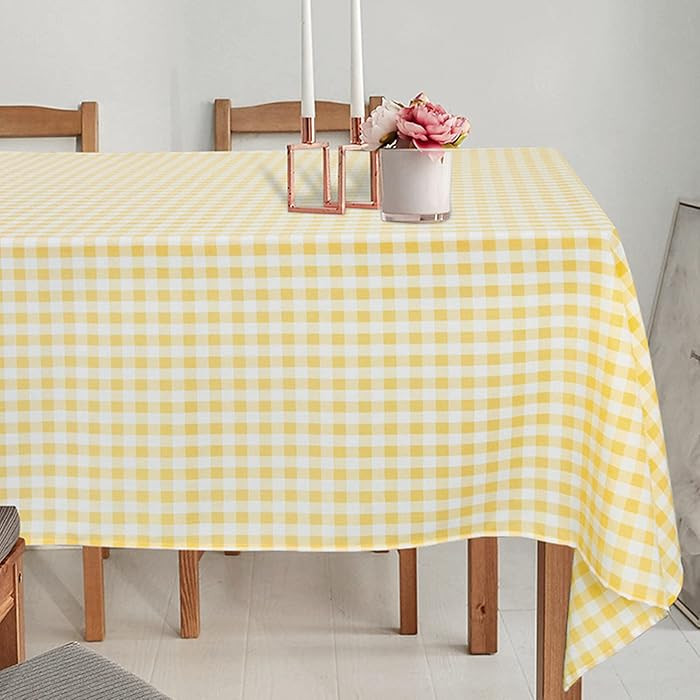 DUOBAO Yellow and White Checked Tablecloth 54 x 70 Inch Rectangle Gingham Check Table Cloth for P... | Amazon (US)