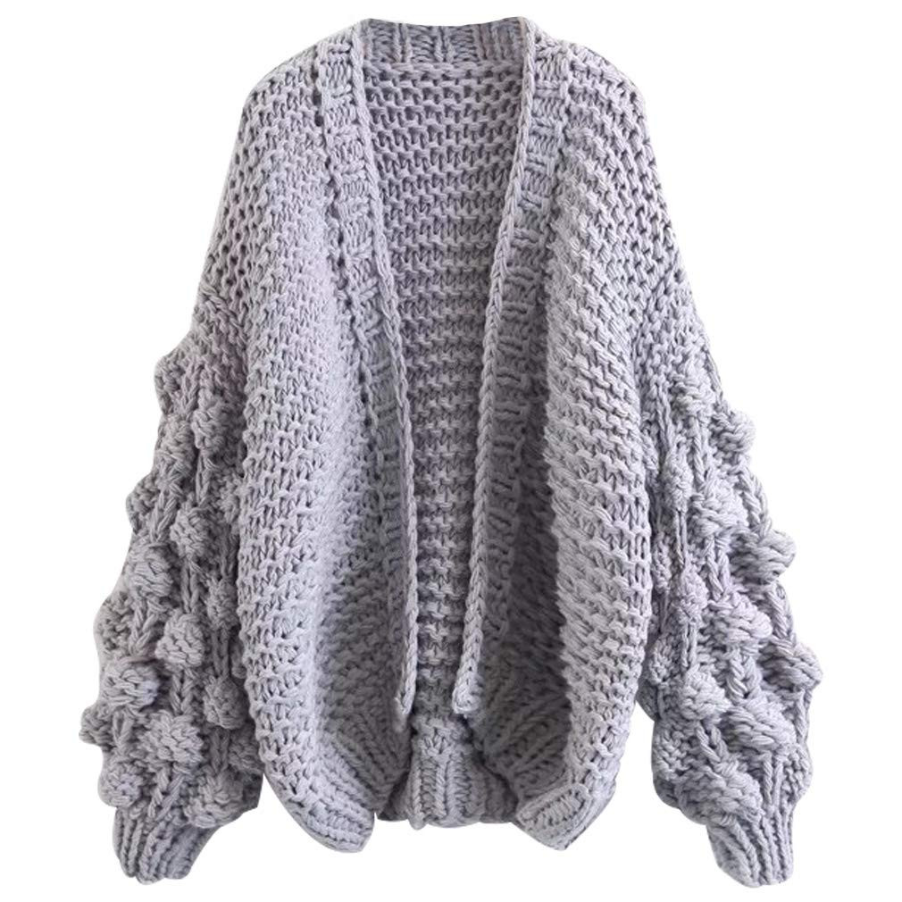 Women Cardigan Sweater Hand-Knitted Pom Pom Sleeve Dress Sexy Open Front Coats | Amazon (US)